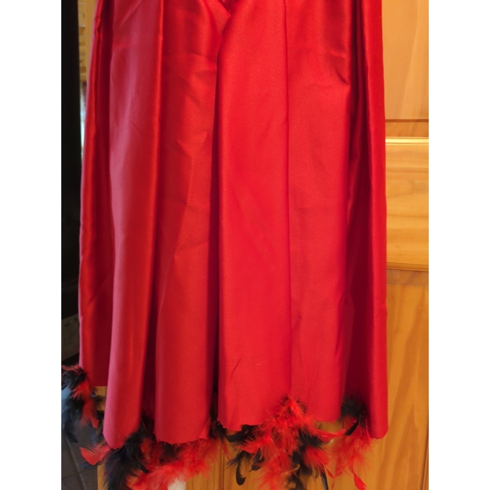 Vintage Loralie Party Prom Dress Size 8 Red Silk With Red‎ & Black Feathers - Picture 6 of 16